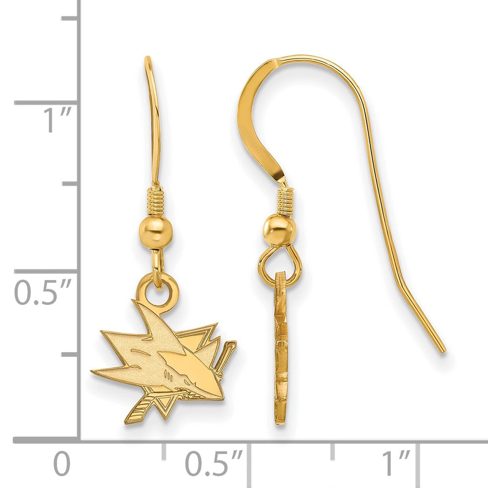 Sterling Silver Gold-plated NHL LogoArt San Jose Sharks Extra Small Dangle Earrings