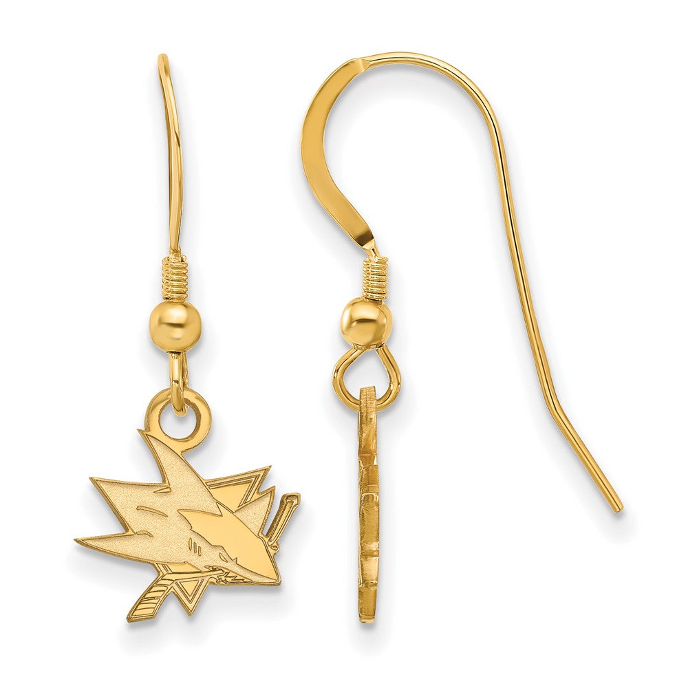Sterling Silver Gold-plated NHL LogoArt San Jose Sharks Extra Small Dangle Earrings