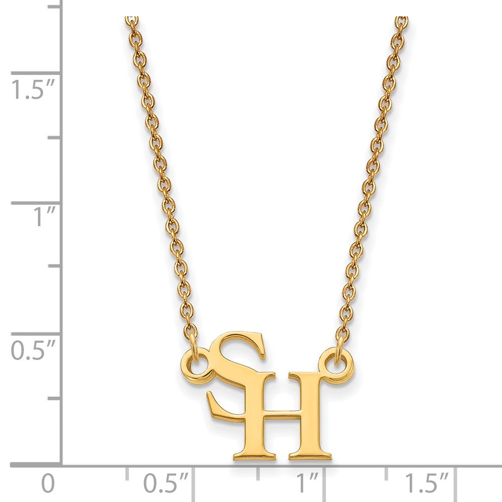 Sterling Silver Gold-plated LogoArt Sam Houston State University Small Pendant 18 inch Necklace