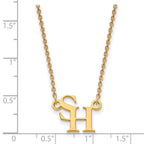 Sterling Silver Gold-plated LogoArt Sam Houston State University Small Pendant 18 inch Necklace