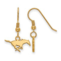 Sterling Silver Gold-plated LogoArt Southern Methodist University Mustang Extra Small Dangle Wire Earrings