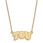 Sterling Silver Gold-plated LogoArt Texas Christian University T-C-U Small Pendant 18 inch Necklace