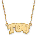 Sterling Silver Gold-plated LogoArt Texas Christian University T-C-U Small Pendant 18 inch Necklace