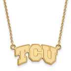 14k Gold LogoArt Texas Christian University T-C-U Small Pendant 18 inch Necklace