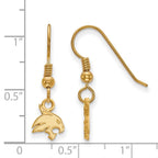Sterling Silver Gold-plated LogoArt Texas State University Bobcat Extra Small Dangle Wire Earrings