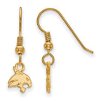 Sterling Silver Gold-plated LogoArt Texas State University Bobcat Extra Small Dangle Wire Earrings