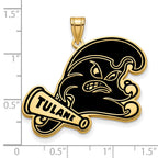 Sterling Silver Gold-plated LogoArt Tulane University Extra Large Enameled Pendant