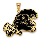 Sterling Silver Gold-plated LogoArt Tulane University Extra Large Enameled Pendant