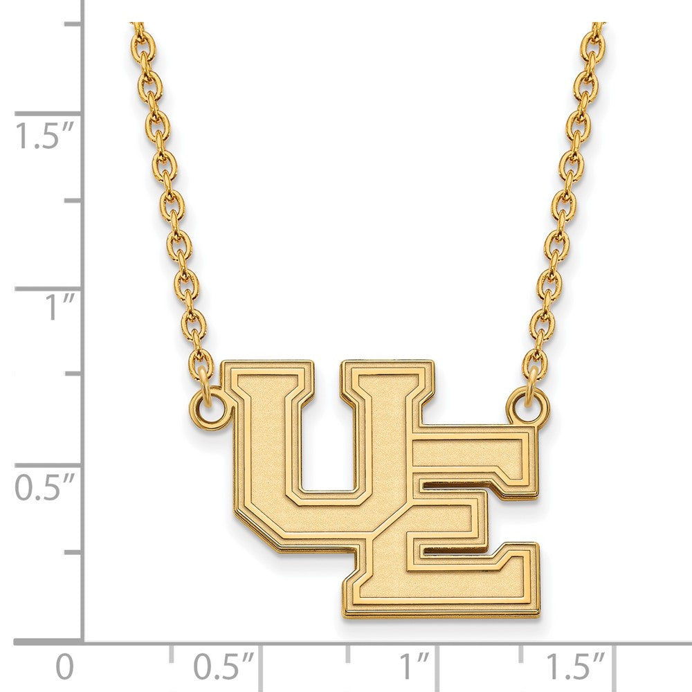 10k Gold LogoArt University of Evansville Purple Aces Large Pendant 18 inch Necklace