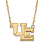10k Gold LogoArt University of Evansville Purple Aces Large Pendant 18 inch Necklace