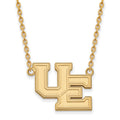 Sterling Silver Gold-plated LogoArt University of Evansville Purple Aces Large Pendant 18 inch Necklace