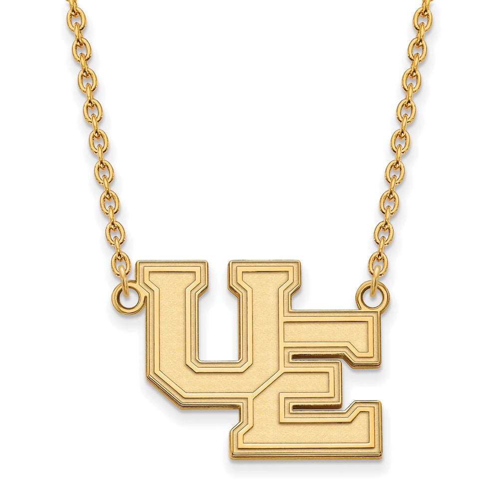 14k Gold LogoArt University of Evansville Purple Aces Large Pendant 18 inch Necklace