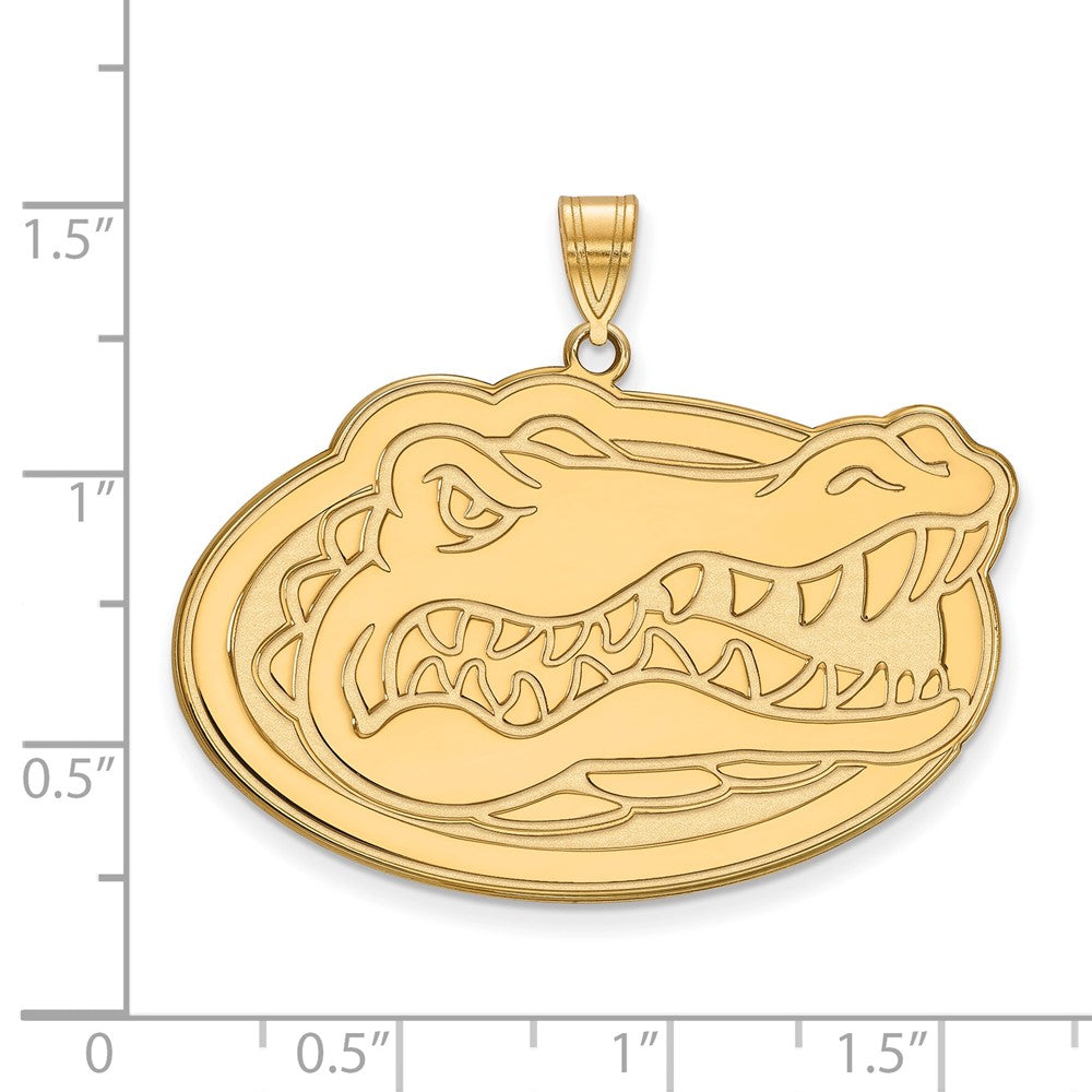 Sterling Silver Gold-plated LogoArt University of Florida Gator Extra Large Pendant