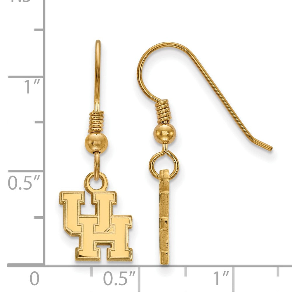 Sterling Silver Gold-plated LogoArt University of Houston U-H Extra Small Dangle Wire Earrings
