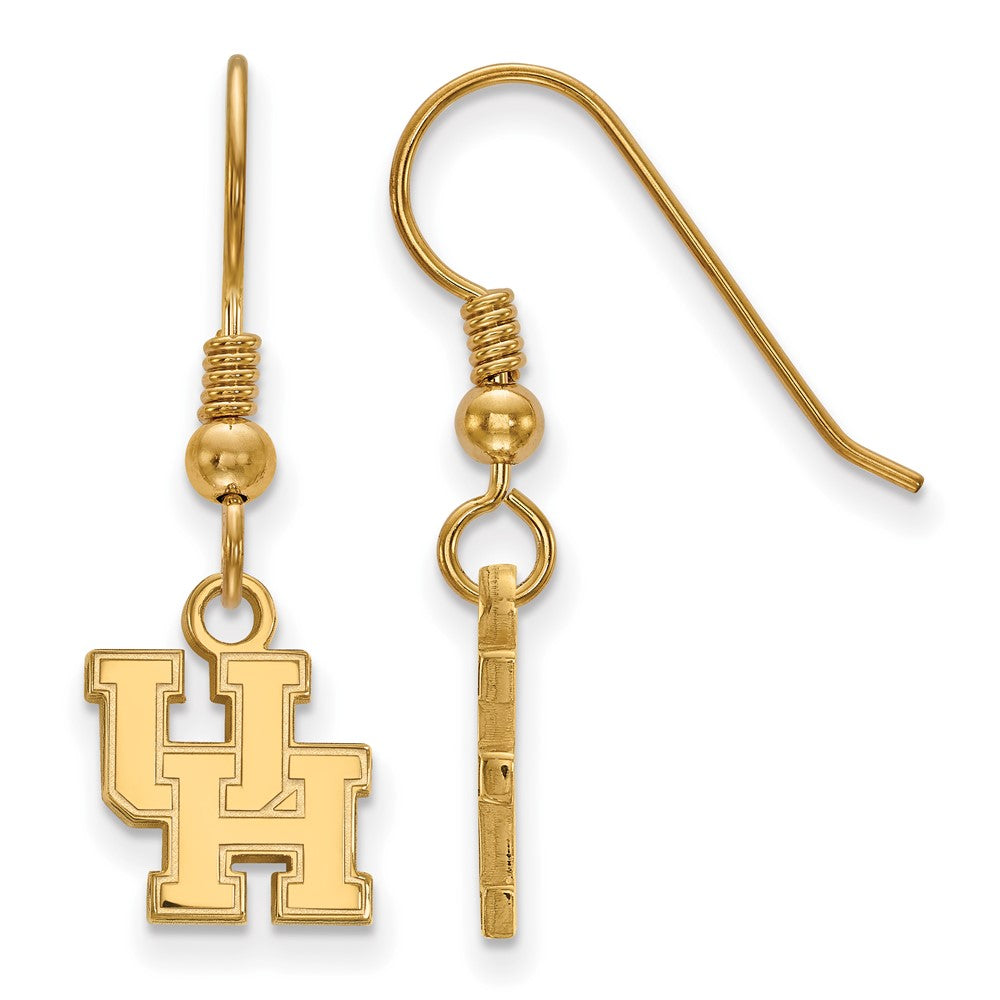 Sterling Silver Gold-plated LogoArt University of Houston U-H Extra Small Dangle Wire Earrings