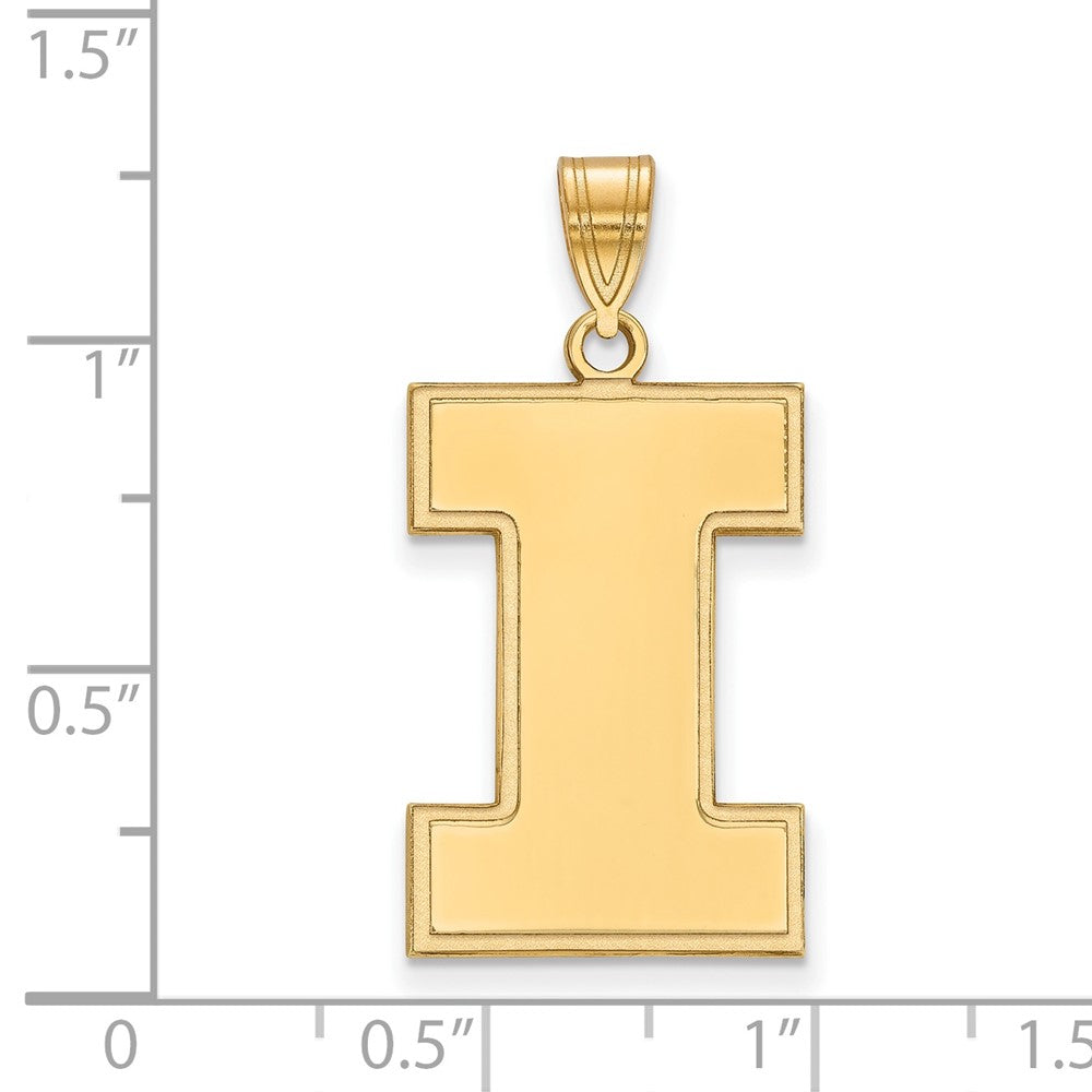 14k Gold LogoArt University of Illinois Letter I Extra Large Pendant