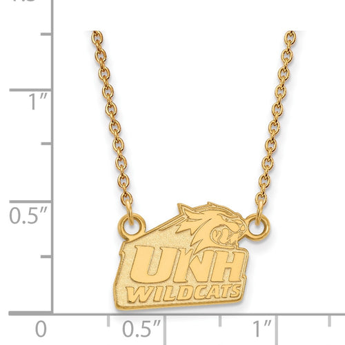 10k Gold LogoArt University of New Hampshire Small Pendant 18 inch Necklace
