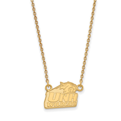 10k Gold LogoArt University of New Hampshire Small Pendant 18 inch Necklace