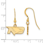 Sterling Silver Gold-plated LogoArt University of North Dakota Extra Small Dangle Wire Earrings