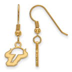 Sterling Silver Gold-plated LogoArt University of South Florida Bull Extra Small Dangle Wire Earrings