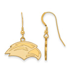 Sterling Silver Gold-plated LogoArt University of Southern Mississippi Eagle Small Dangle Wire Earrings