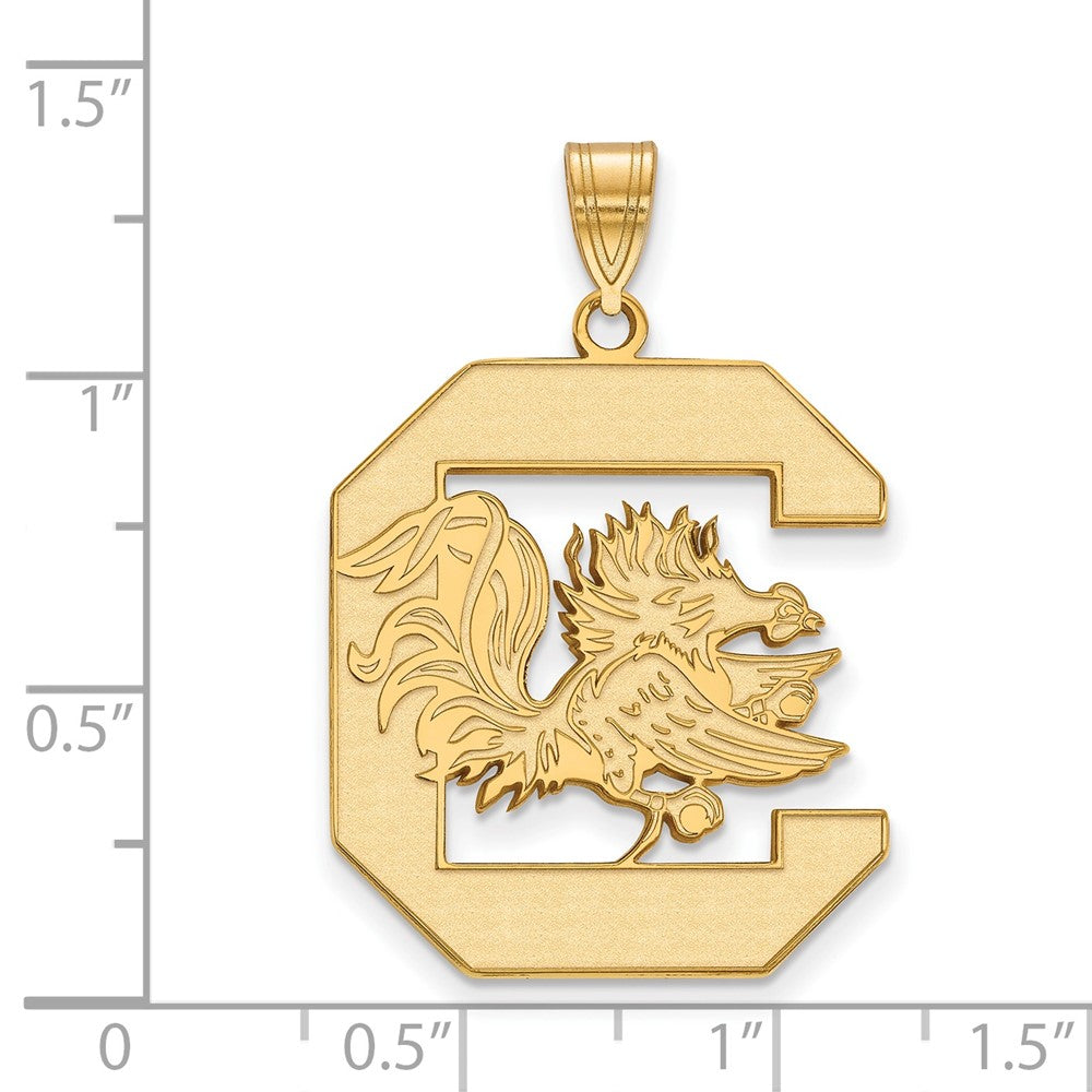 Sterling Silver Gold-plated LogoArt University of South Carolina Extra Large Pendant
