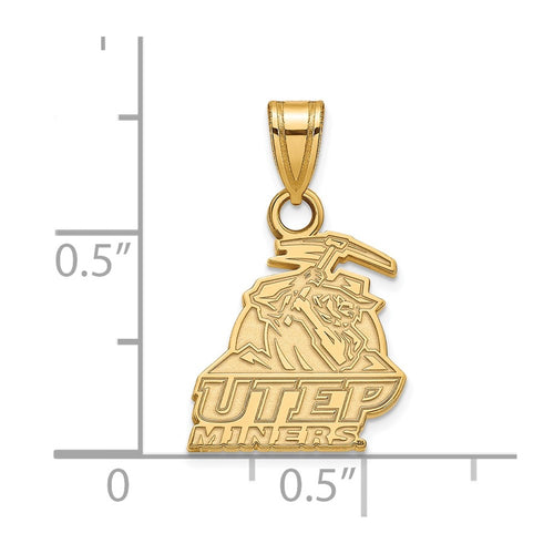 10k Gold LogoArt University of Texas at El Paso Miners Small Pendant