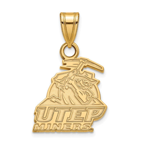 10k Gold LogoArt University of Texas at El Paso Miners Small Pendant