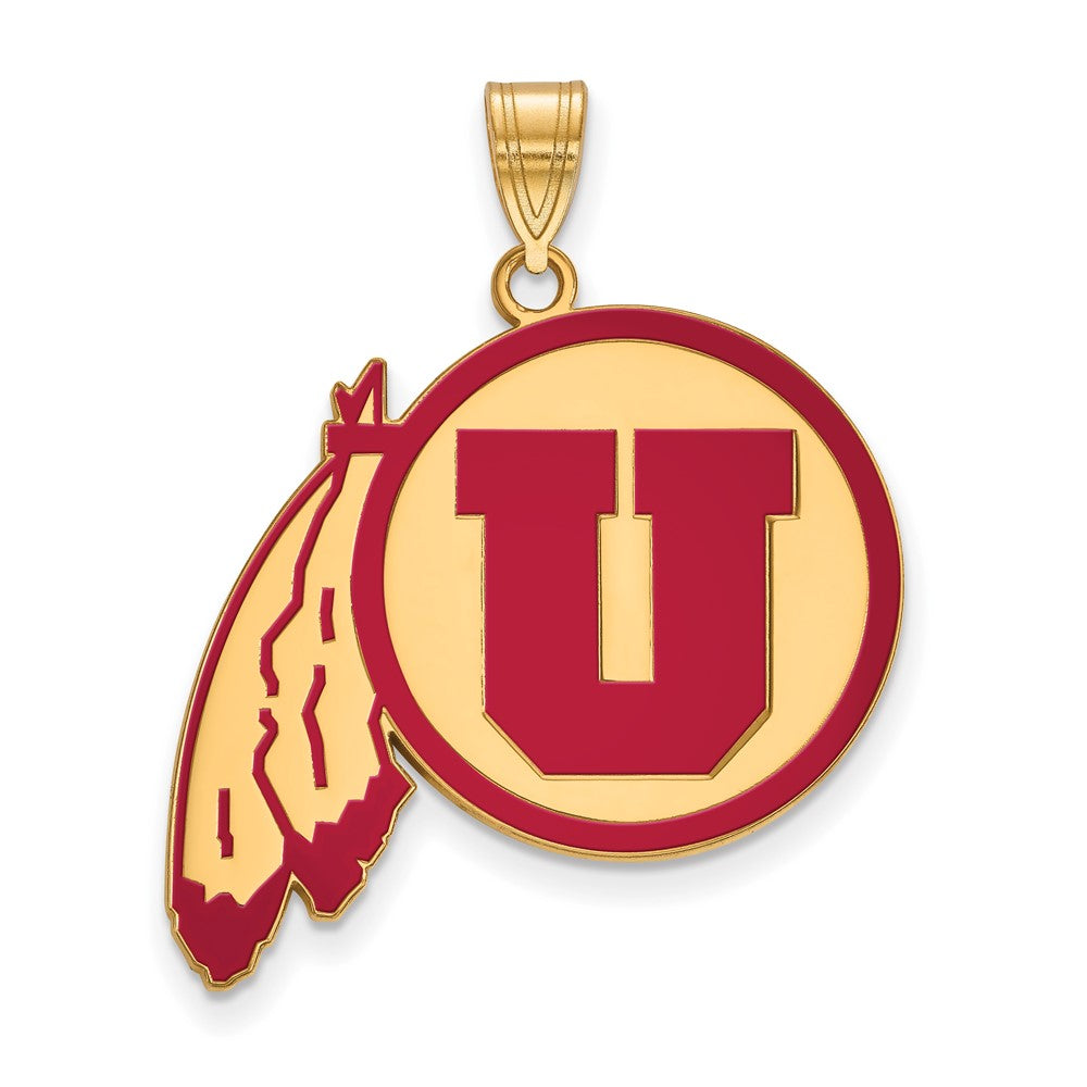 Sterling Silver Gold-plated LogoArt University of Utah Extra Large Enameled Pendant