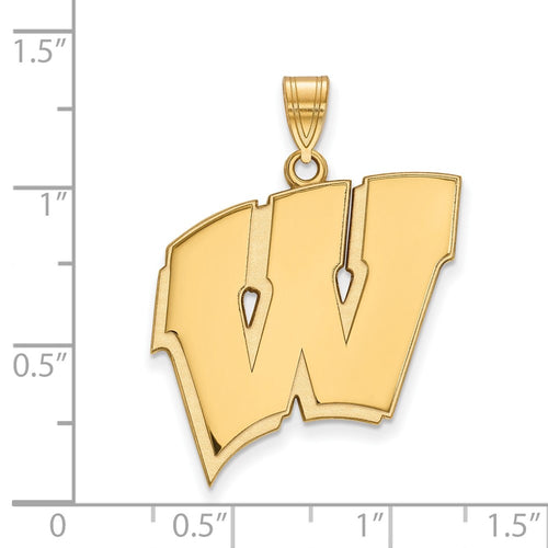 10k Gold LogoArt University of Wisconsin Letter W Extra Large Pendant