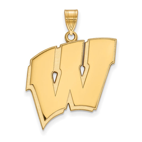 10k Gold LogoArt University of Wisconsin Letter W Extra Large Pendant