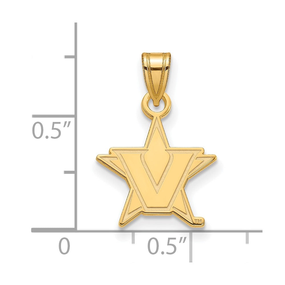 Sterling Silver w/GP LogoArt Vanderbilt University Small Pendant