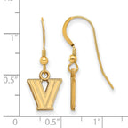 Sterling Silver Gold-plated LogoArt Villanova University Letter V Extra Small Dangle Wire Earrings