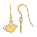 Sterling Silver Gold-plated NHL LogoArt Minnesota Wild Extra Small Dangle Wire Earrings