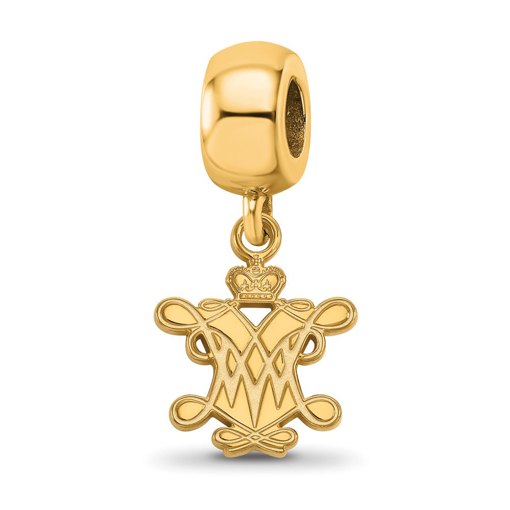 Sterling Silver Gold-plated LogoArt College of William and Mary Small Dangle Bead Charm