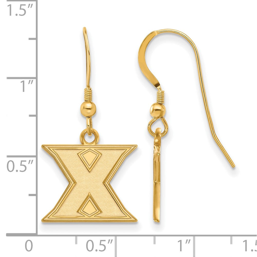 Sterling Silver Gold-plated LogoArt Xavier University Letter X Small Dangle Wire Earrings