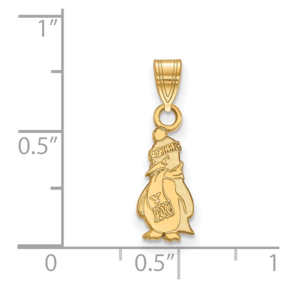 Sterling Silver Gold-plated LogoArt Youngstown State University Penguin Small Pendant
