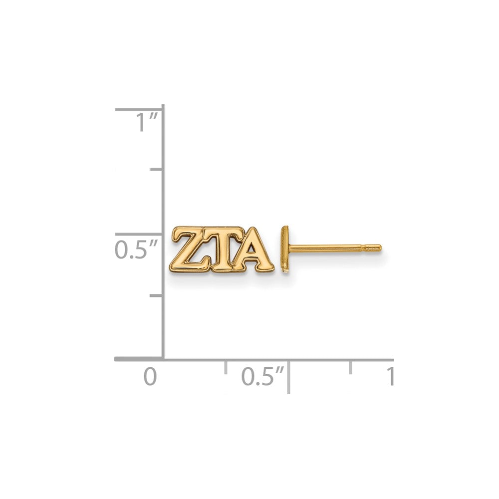 Sterling Silver Gold-plated LogoArt Zeta Tau Alpha Sorority Greek Letters Extra Small Post Earrings