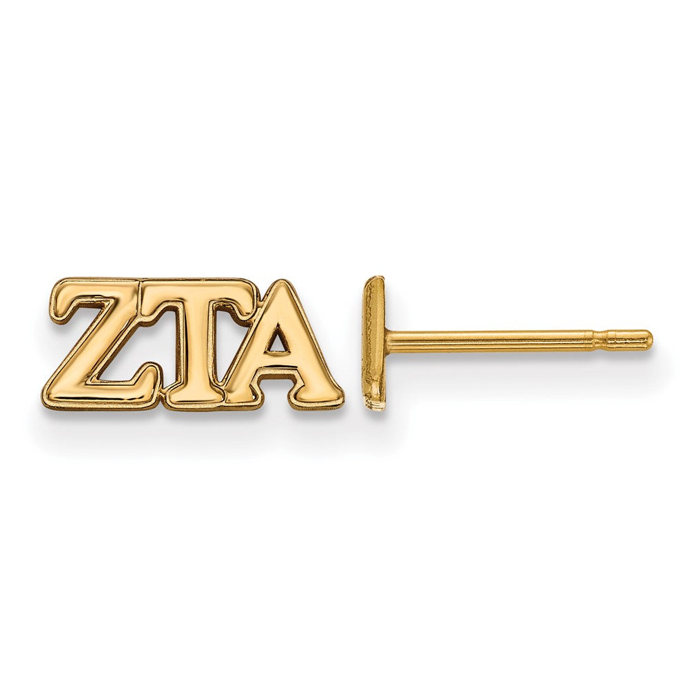 Sterling Silver Gold-plated LogoArt Zeta Tau Alpha Sorority Greek Letters Extra Small Post Earrings