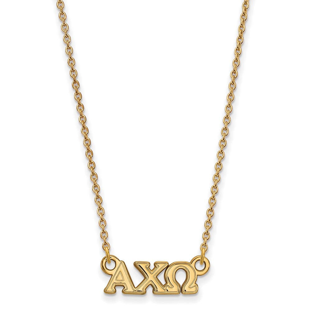 Sterling Silver Gold-plated LogoArt Alpha Chi Omega Sorority Greek Letters Extra Small Pendant 18 inch Necklace