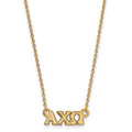 Sterling Silver Gold-plated LogoArt Alpha Chi Omega Sorority Greek Letters Extra Small Pendant 18 inch Necklace