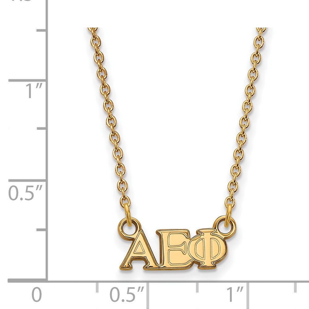 Sterling Silver Gold-plated LogoArt Alpha Epsilon Phi Sorority Greek Letters Extra Small Pendant 18 inch Necklace