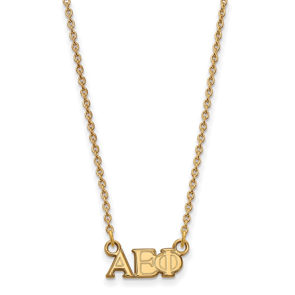 Sterling Silver Gold-plated LogoArt Alpha Epsilon Phi Sorority Greek Letters Extra Small Pendant 18 inch Necklace