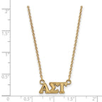 Sterling Silver Gold-plated LogoArt Alpha Sigma Tau Sorority Greek Letters Extra Small Pendant 18 inch Necklace