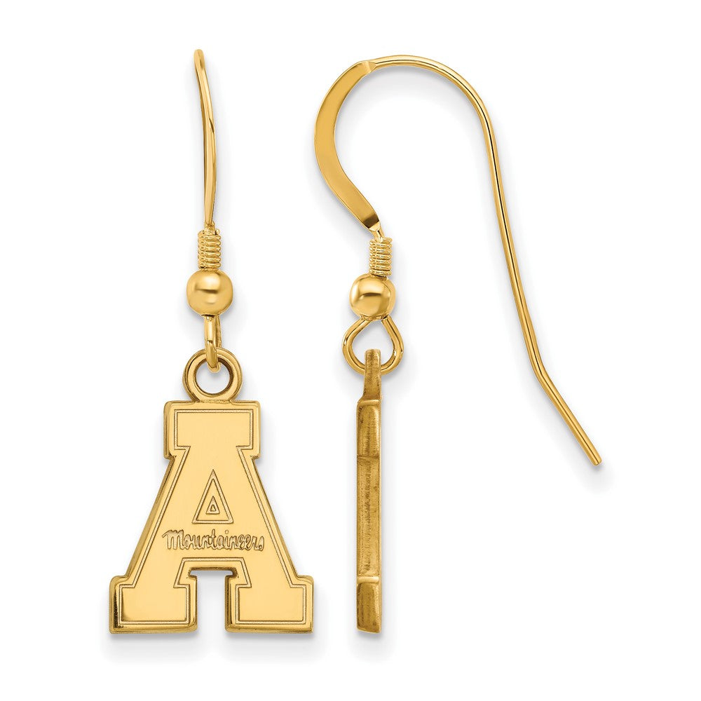 Sterling Silver Gold-plated LogoArt Appalachian State University Small Dangle Wire Earrings