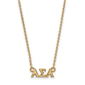 Sterling Silver Gold-plated LogoArt Alpha Sigma Alpha Sorority Greek Letters Extra Small Pendant 18 inch Necklace