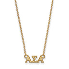 Sterling Silver Gold-plated LogoArt Alpha Sigma Alpha Sorority Greek Letters Extra Small Pendant 18 inch Necklace