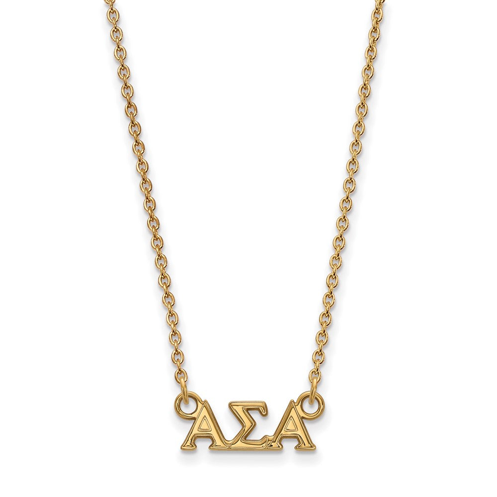 Sterling Silver Gold-plated LogoArt Alpha Sigma Alpha Sorority Greek Letters Extra Small Pendant 18 inch Necklace
