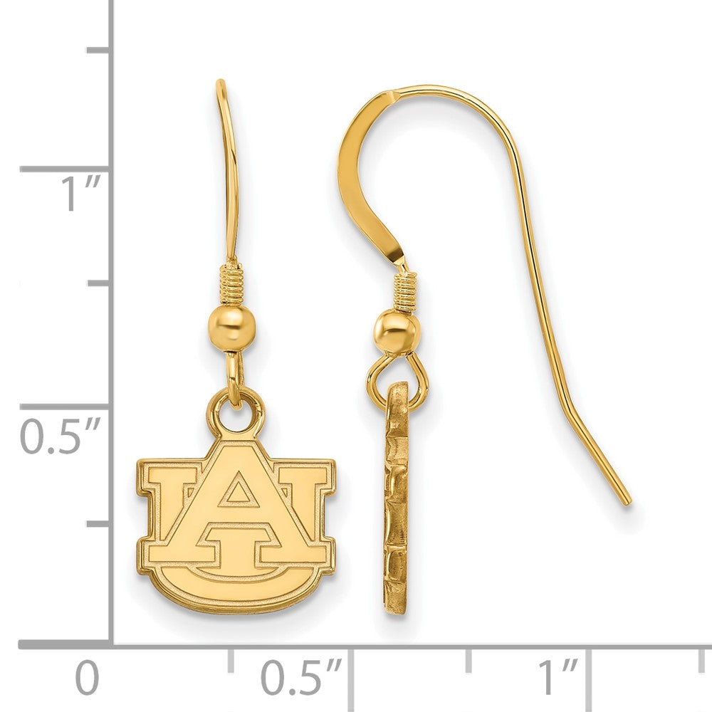 Sterling Silver Gold-plated LogoArt Auburn University A-U Extra Small Dangle Wire Earrings
