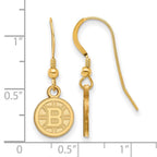 Sterling Silver Gold-plated NHL LogoArt Boston Bruins Extra Small Dangle Earrings